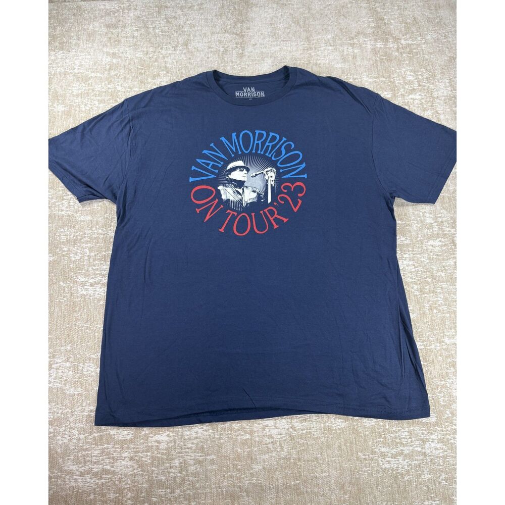 Van Morrison On Tour '23 Concert T-Shirt Navy Blue Graphic Tee